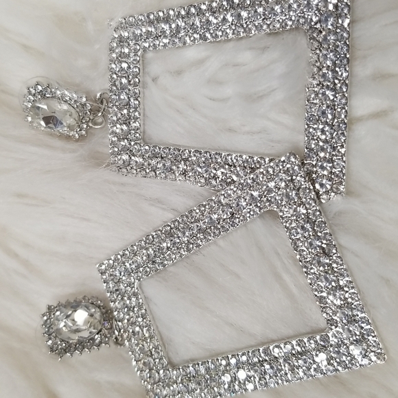 Express Crystal Square Drop Earrings - Picture 1 of 9